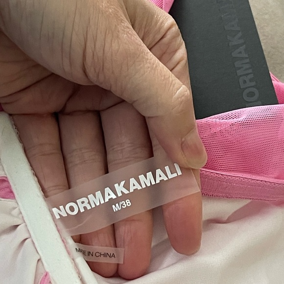 NORMA KAMALI Walter Mini Dress Candy HOT Pink Mesh Gauze Overlay {$225} Medium - Picture 4 of 11